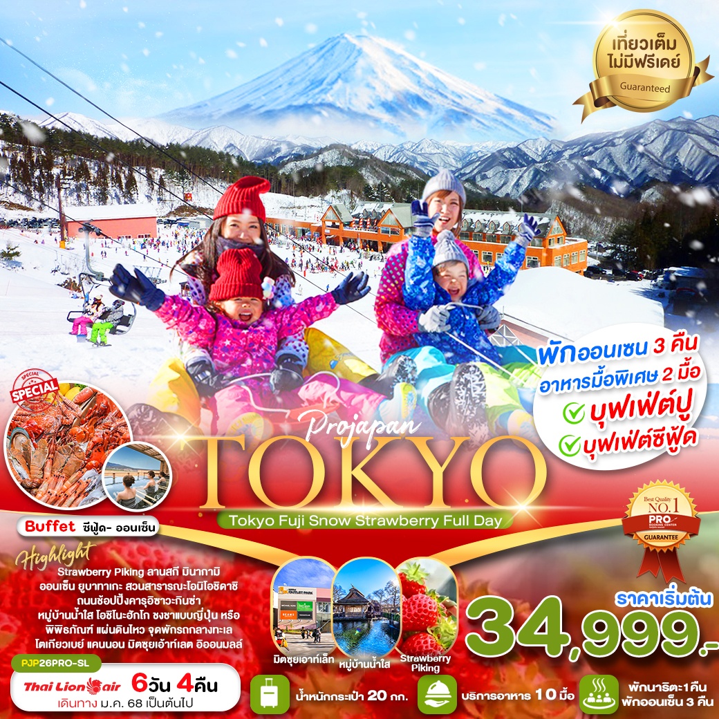 ทัวร์ญี่ปุ่น TOKYO FUJI SNOW STRAWBERRY FULL DAY 6วัน 4คืน (SL)