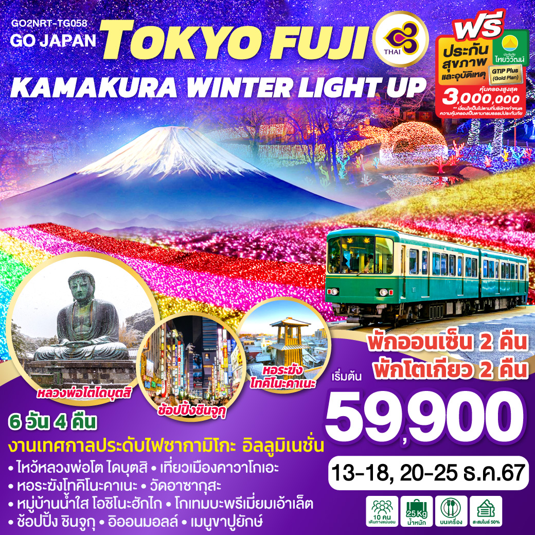 ทัวร์ญี่ปุ่น TOKYO FUJI KAMAKURA WINTER LIGHT UP 6วัน 4คืน (TG)